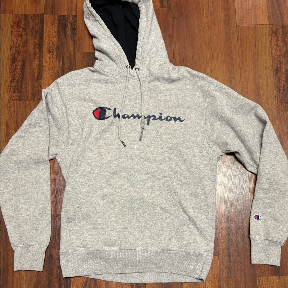 Champion Light Gray Hoodie with Logo